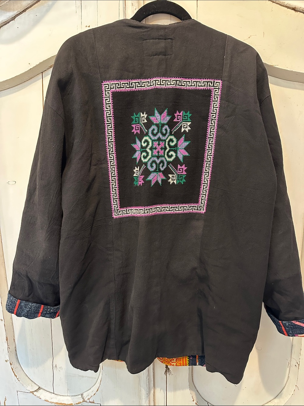 Rare reversible Hilltribes reversible Jacket with Geometric Back Panel
